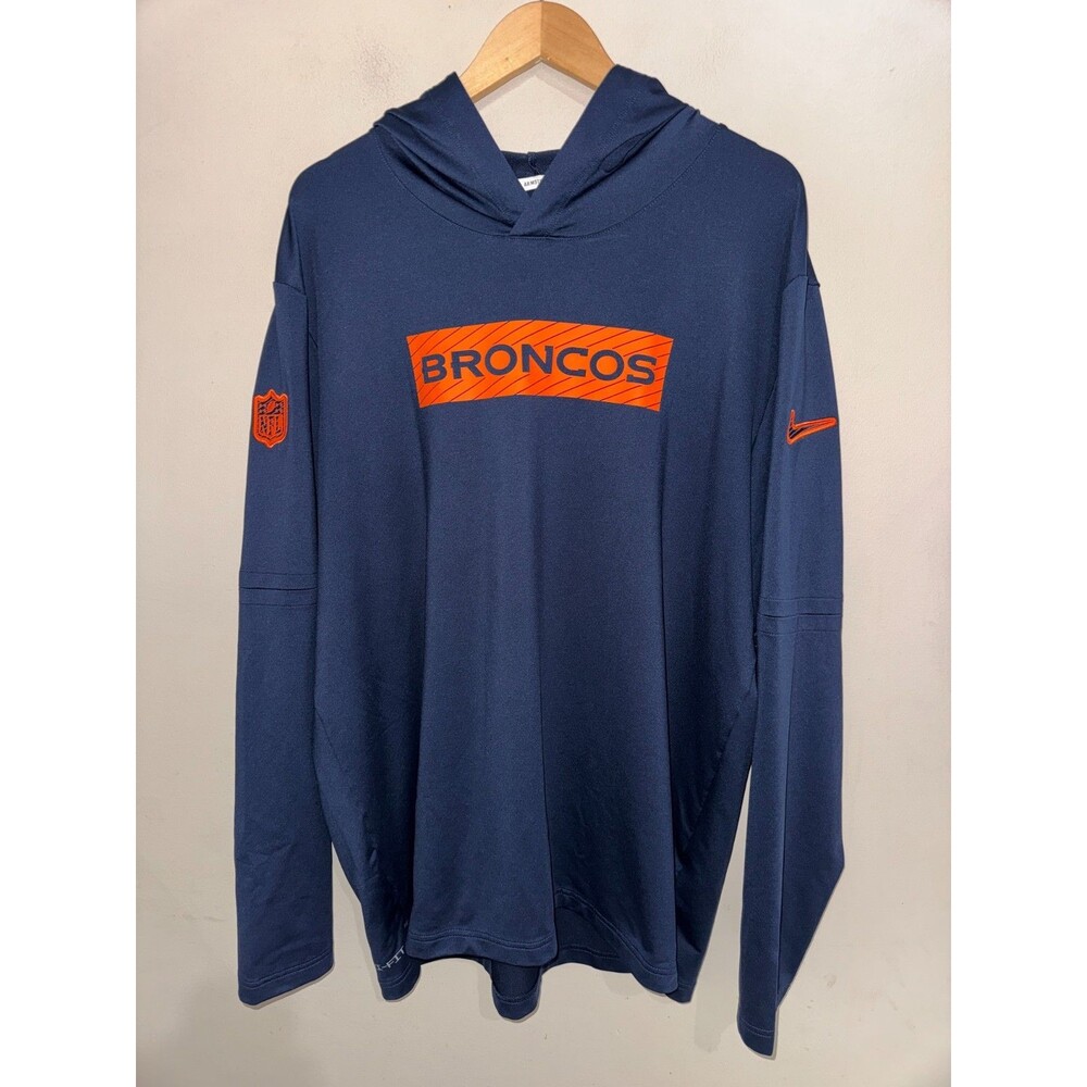 2XL Nike NFL Denver Broncos Football Team Issued PE On-Field Lightweight Hoodie